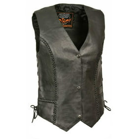 Milwaukee Leather Men's Braided Vest W/ Buffalo Nickel Snaps & Side Lace *ML1359